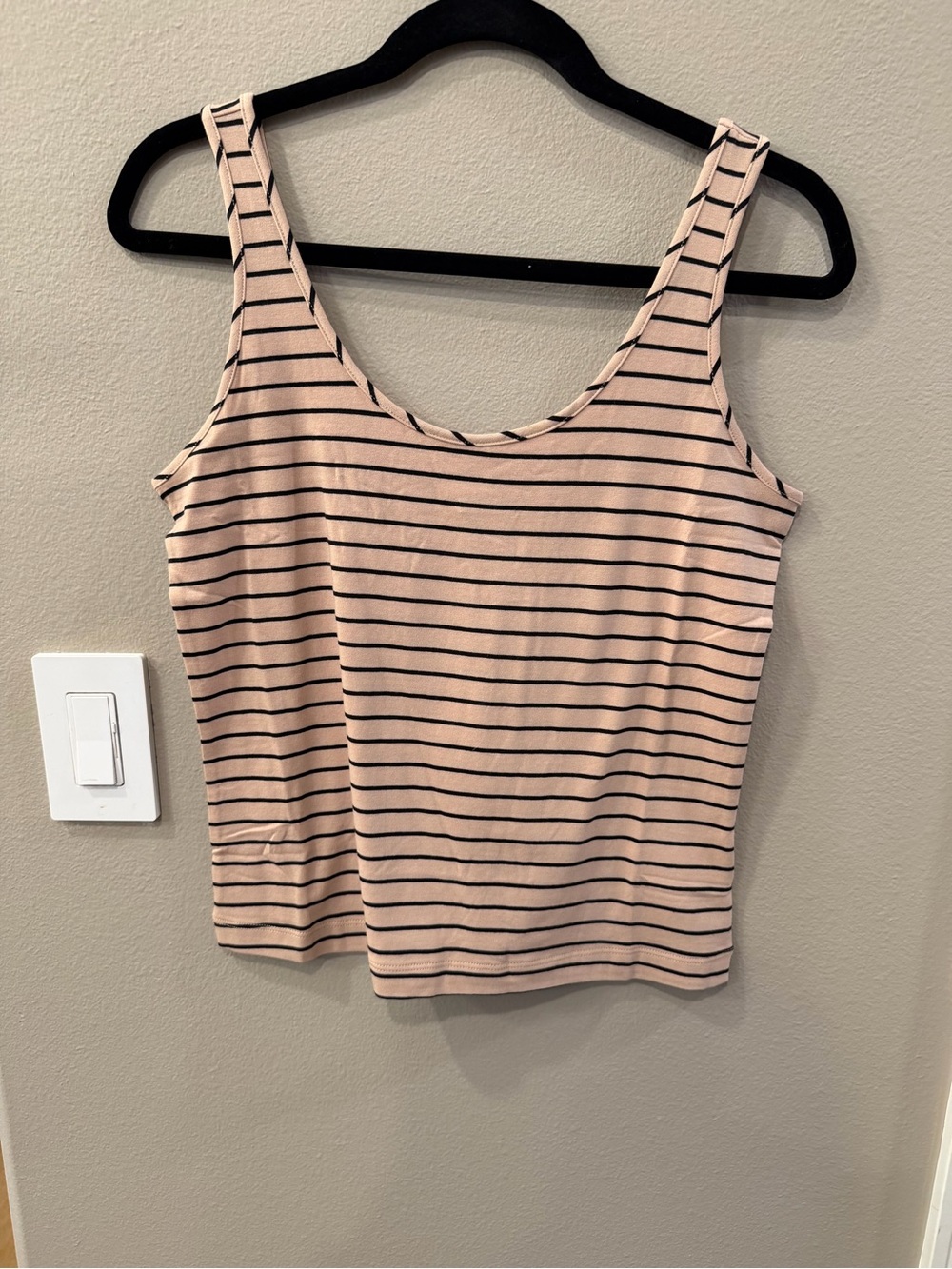 Cabi Charmed Striped Scoop Neck Tank Top NWOT  Size M Camel/Black